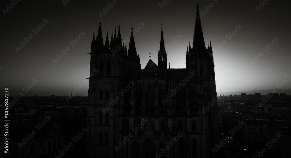 Fototapeta premium Gothic Cathedral Silhouette at Sunset