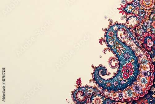 Subtle paisley print, muted color palette, minimalist design , calm, decoration, art