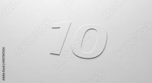 Seventy Embossed: Minimalist Number Design on White