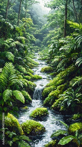 Dense forests, streams and flowing water