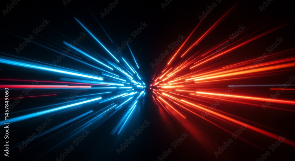 Obraz premium Abstract Blue And Red Light Rays Motion Background