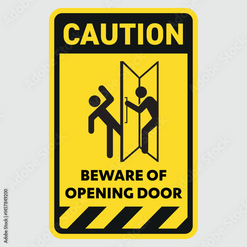 caution beware of opening door vector sign