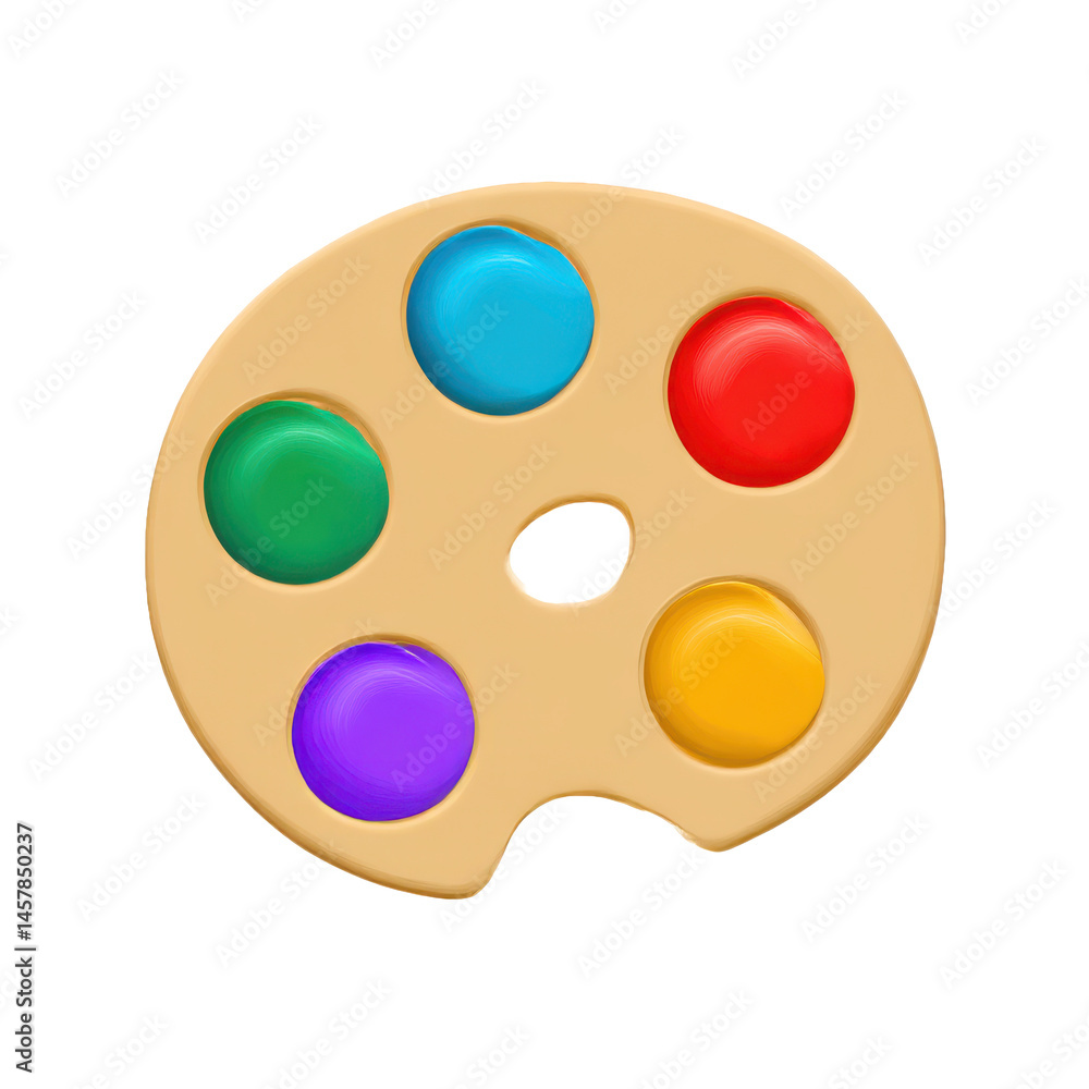 Fototapeta premium Wooden paint palette with colors isolated on transparent background