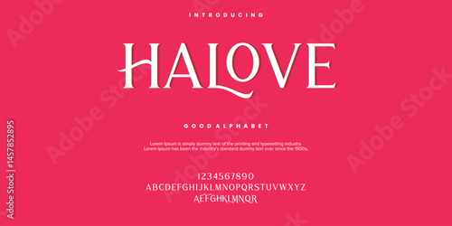 Halove Elegant Font Uppercase Lowercase And Number. Classic Lettering Minimal Fashion Designs. Typography modern serif fonts regular decorative vintage concept. vector illustration