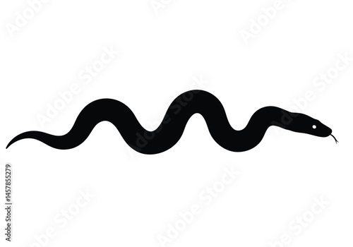 Anaconda silhouette. This image showcases a black silhouette of an anaconda, a large constricting snake known for its immense strength and stealth. Vector clipart illustration design.