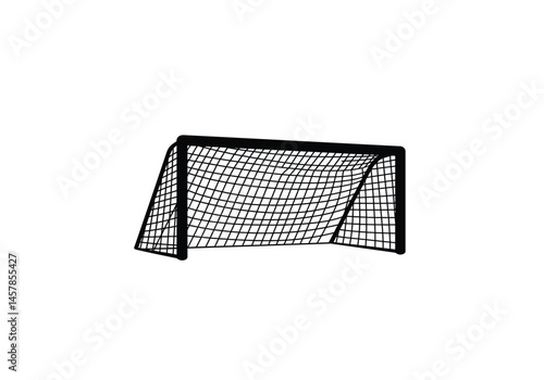Football goal silhouette. This image shows a silhouette of a person parachuting with a fully deployed parachute canopy, also known as a parachute silhouette. Vector clipart illustration design.