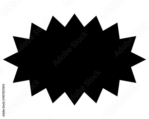 シンプルなカラーの吹き出し　細長い丸みのあるギザギザした形