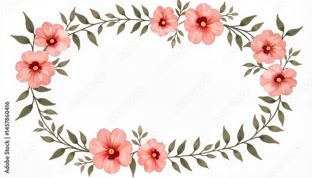 Fototapeta premium frame of flowers and leaves