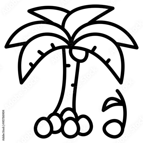 Coconut Tree icon with outline style and pixel perfect base. Suitable for website design, logo, app and UI. Based on the size of the icon in general, so it can be reduced.