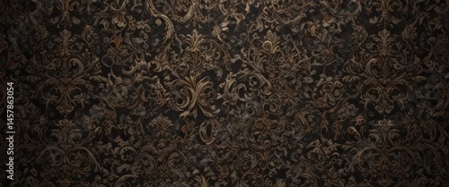 Intricate seamless gothic damask Deep tones, opulent details , illustration, intricate