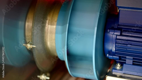 Powerful industrial fan operates pumping air at plant