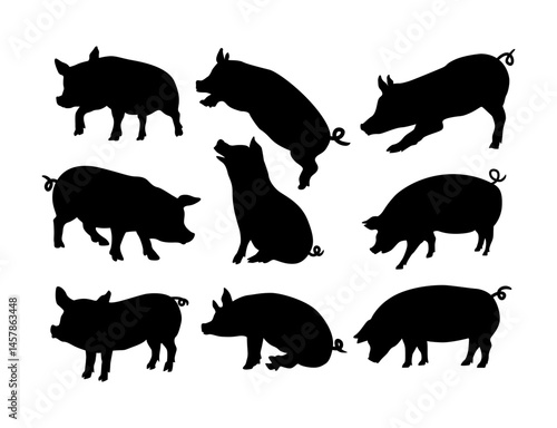 pig silhouette vector image collection