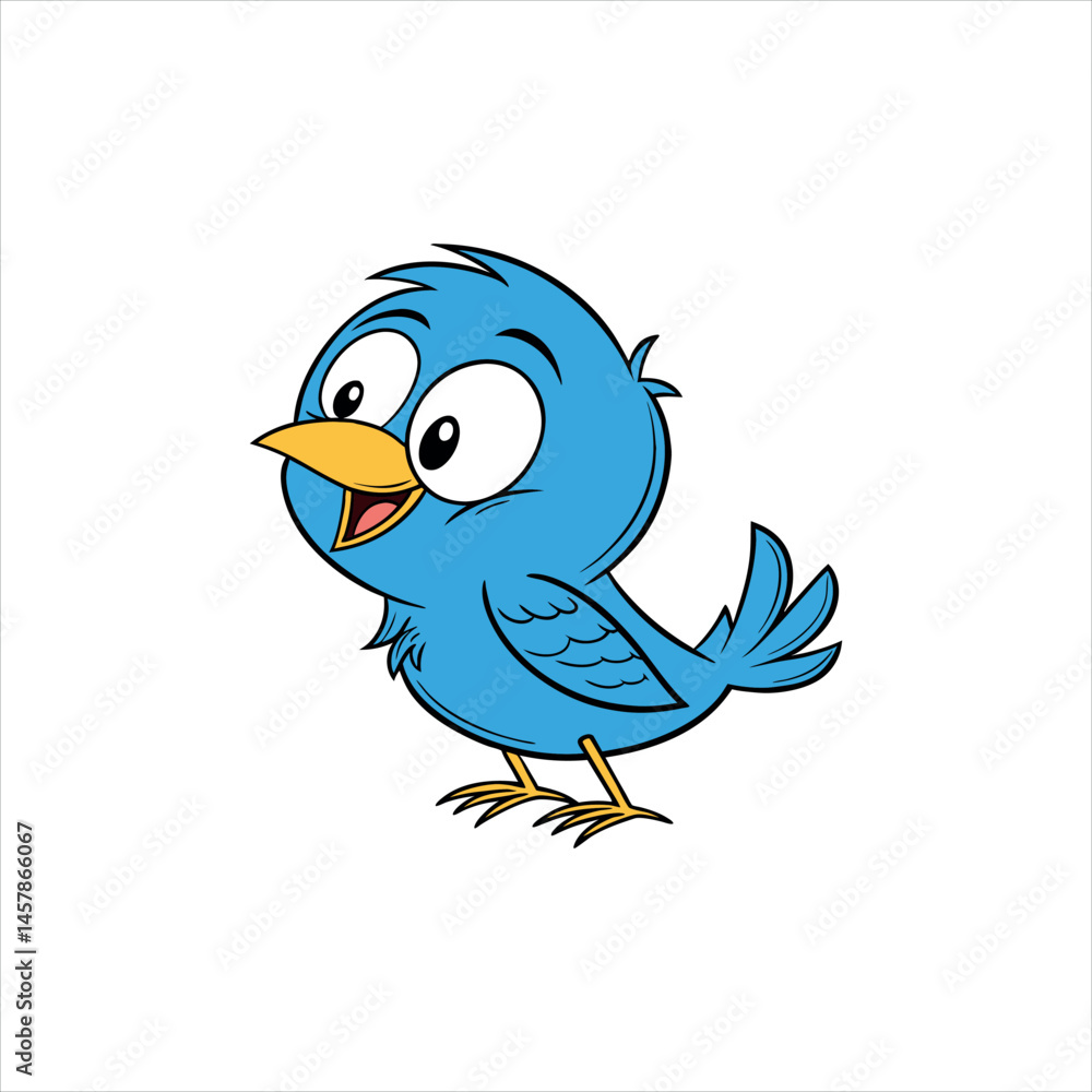 Fototapeta premium Cute Blue Cartoon Bird Clip Art Vector