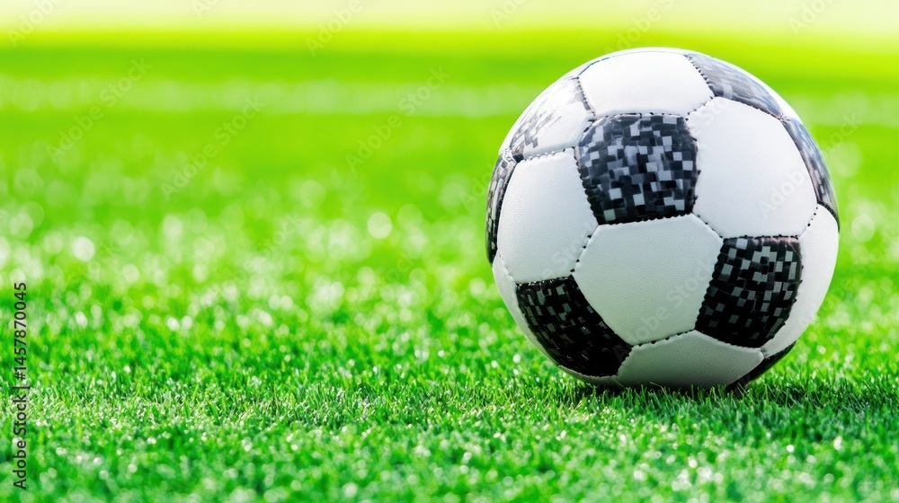 Fototapeta premium Soccer ball on green field
