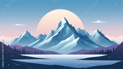 Stylized Snowy Mountains