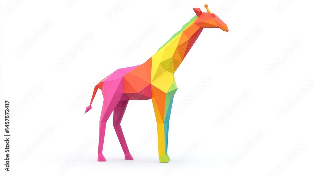 Obraz premium Low-poly giraffe in vibrant colors