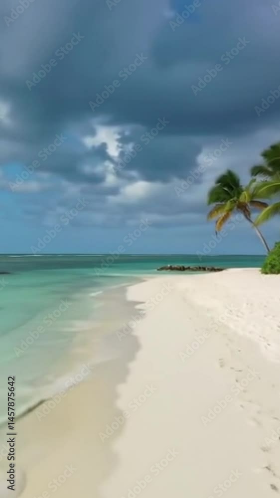 Relaxing beach ocean waves palm trees white sand tropical vacation scenic caribbean paradise travel Relaxing beach ocean waves palm trees white sand tropical vacation scenic caribbean paradise travel