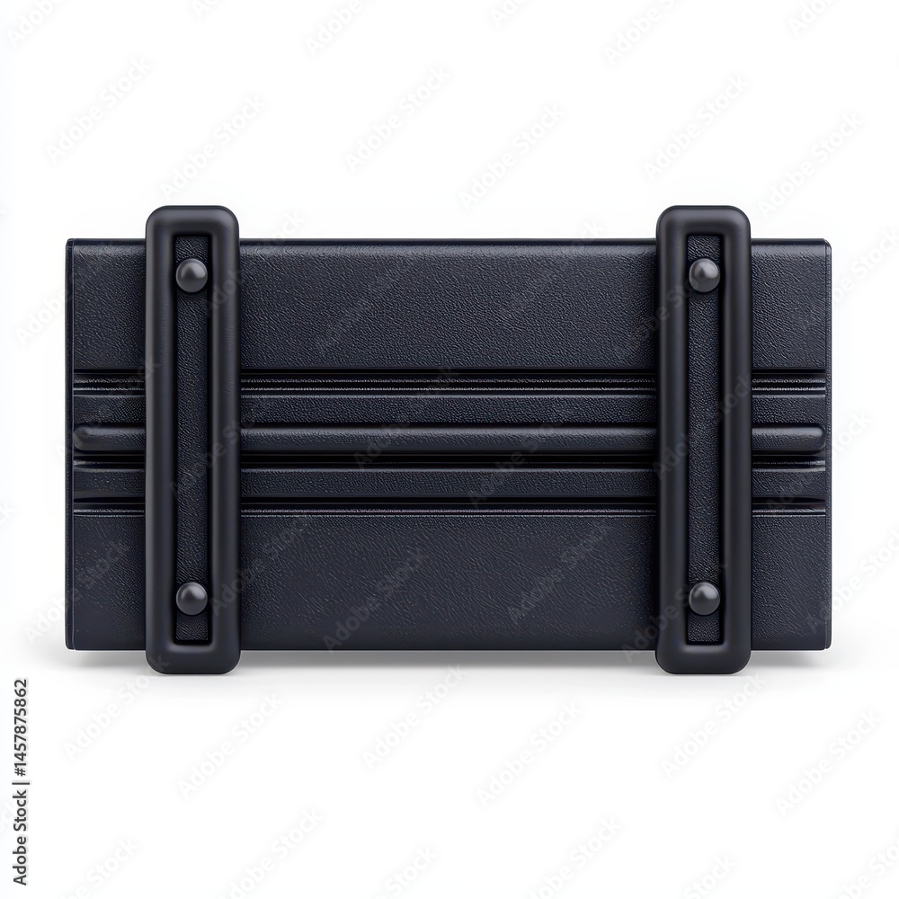 Naklejka premium Black rectangular wallet with sleek design and textured surface