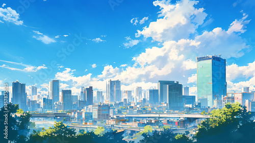 夏の空と都心の風景