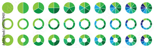 Pie charts diagrams. Different color circles isolated. Infographic element round shape. Vector-Eps 10