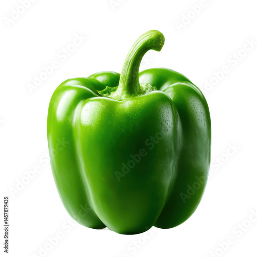 Green bell pepper isolated on transparent background