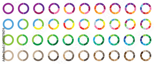Circle pie chart. 1,2,3,4,5,6,7,8,9,10, sections or steps. Flat process cycle. Progress sectors. 