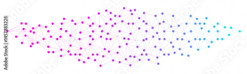 White global communication banner with colorful network. Abstract geometric connect lines and dots. Vector illustration