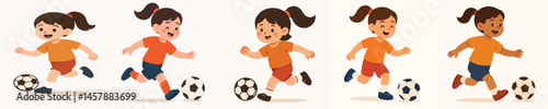 vector of a girl playing soccer