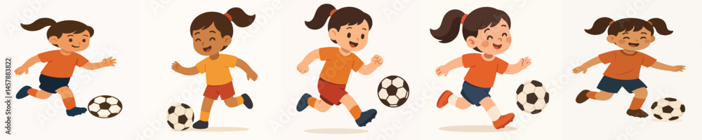 vector of a girl playing soccer vector of a girl playing soccer