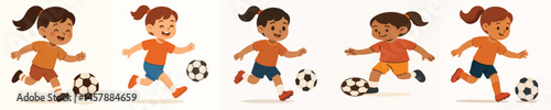vector of a girl playing soccer