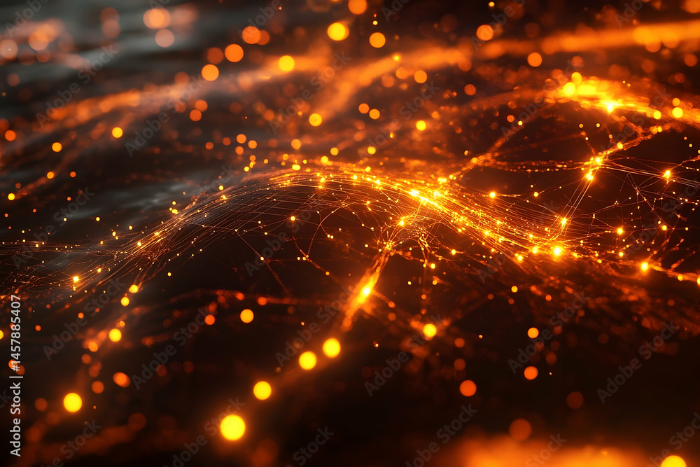 Naklejka premium Abstract digital illustration of luminous network patterns.