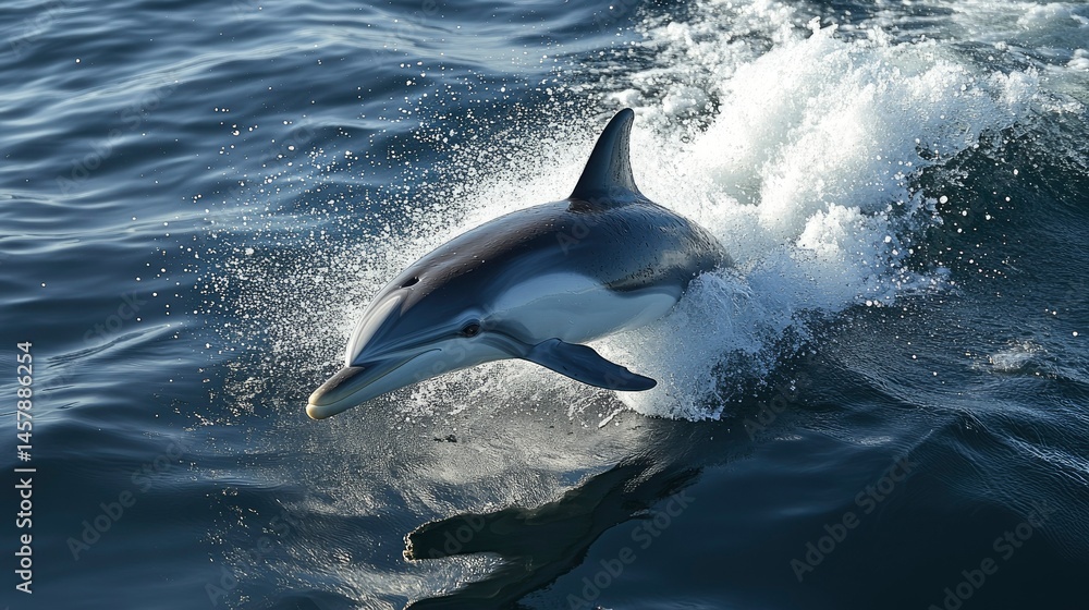 Fototapeta premium Pacific White-Sided Dolphin Leaping from Ocean Waves