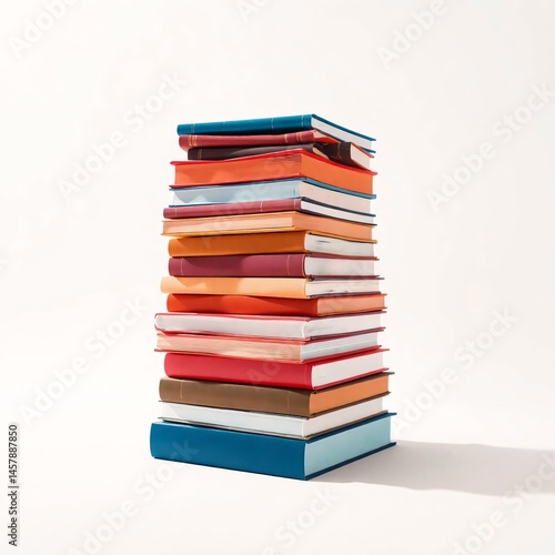 Obraz na płótnie Stack of Colorful Books on White Background. w salonie