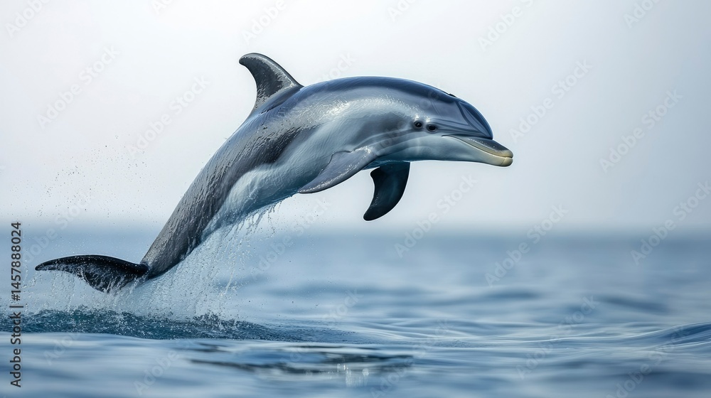 Fototapeta premium Stunning Leap of a Striped Dolphin in the Ocean