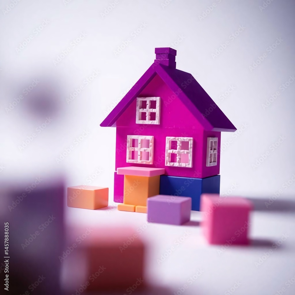 Colorful Toy House and Blocks