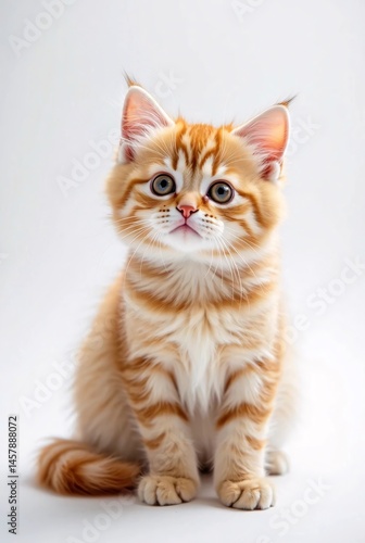 Obraz na płótnie Adorable Ginger Kitten Sitting on White Background w salonie
