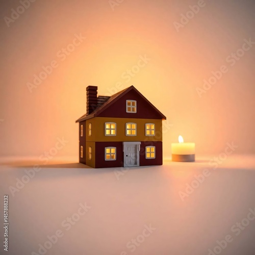 Cozy Home at Dusk with a Lit Candle.