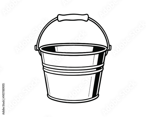 Black and white bucket for carrying water or gardening tools
