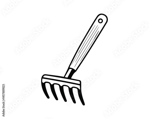 Rake illustration. gardening and soil preparation work