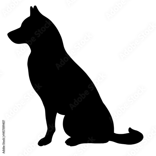 Animals dog silhouette set