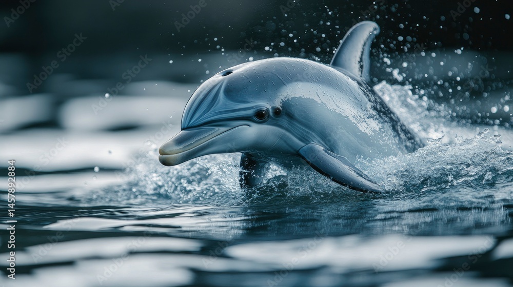 Obraz premium Pacific White-sided Dolphin Emerging from the Ocean Waves