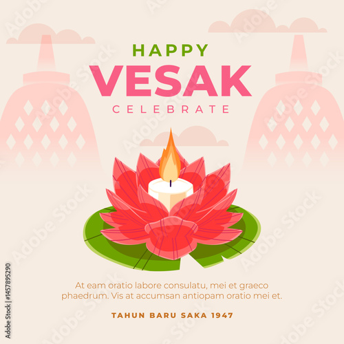 Design Poster Happy Waisak Day 2025 or vesak day  template design element vector 