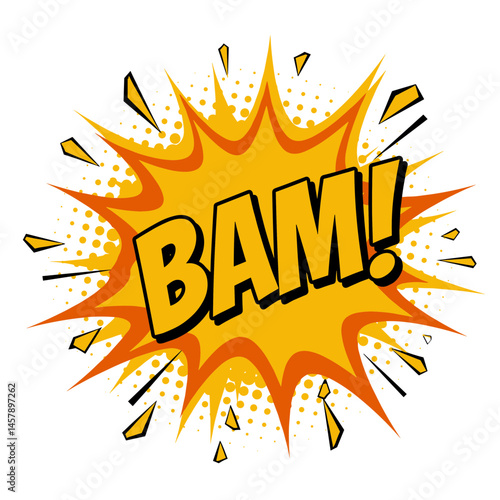 Comic book explosion with "BAM!" in vibrant colors  