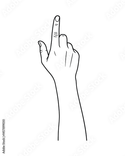 Hand pointing upward with index finger outline vector art