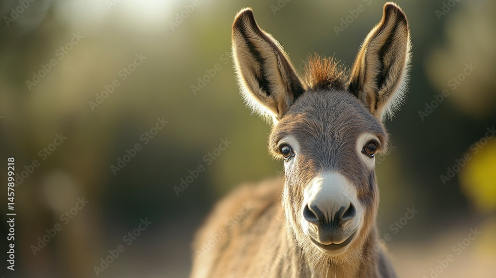Obraz premium Adorable Donkey Portrait A Gentle Giant in the Golden Hour