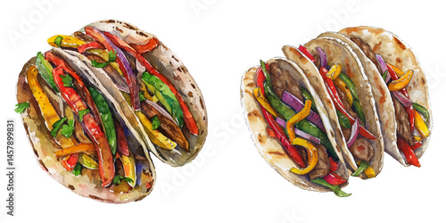 fajitas watercolor vector illustration