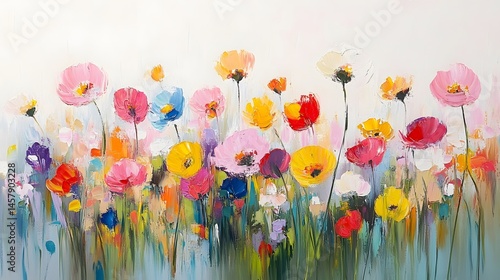 Wallpaper Mural Vibrant floral artwork with colorful flowers in a meadow. Torontodigital.ca