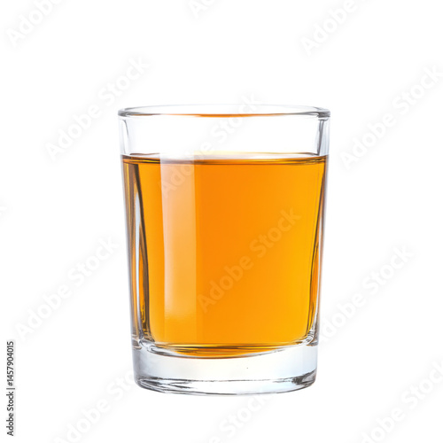 Single glass of kombucha tea displayed bright background, showcasing its vibrant color