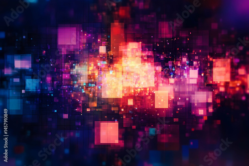 Wallpaper Mural Abstract digital design with glowing geometric shapes. Torontodigital.ca