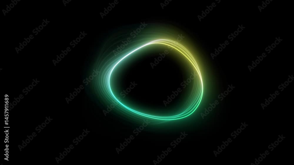 Modern green and yellow wavy lines against a black background animation video
